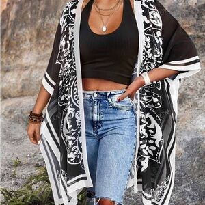 Black and White Sheer Kimono